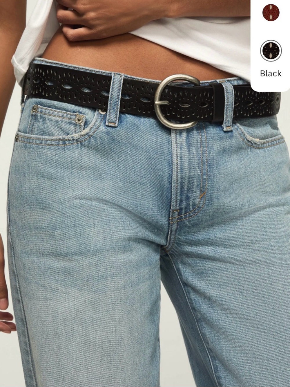 🍀 NWT Lucky Brand Beachwood Cutout Belt in Black Genuine Leather